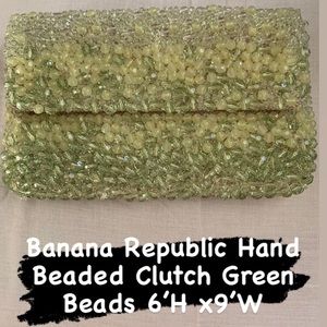 Green Hand Beaded Banana Republic Clutch